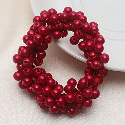 ABS Imitation Bead Wrapped Elastic Hair Accessories, for Girls or Women, Also as Bracelets, FireBrick, 60mm(OHAR-PW0007-49G)