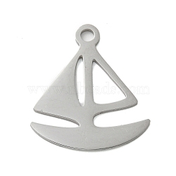 304 Stainless Steel Pendants, Laser Cut, Boat/, Ship, 25x22x1mm, Hole: 3mm(STAS-B056-22P-02)