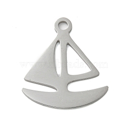 Non-Tarnish 304 Stainless Steel Pendants, Laser Cut, Stainless Steel Color, Ship, 25x22x1mm, Hole: 3mm(STAS-B056-22P-02)