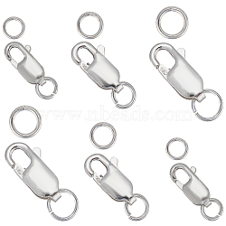 PandaHall Elite 6Pcs 3 Size 925 Sterling Silver Lobster Claw Clasps, 12Pcs Open Jump Ring, Silver, 8.5~12x4~5.5x2~2.5mm, Hole: 0.8~1.4mm, 2Pcs/size(STER-PH0001-22)