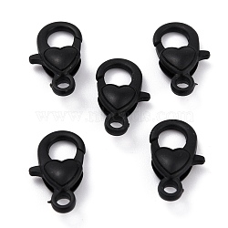 Plastic Lobster Claw Clasps, Heart, Black, 22.5x13x6.5mm, Hole: 3mm(PALLOY-F017-01G)