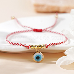 Bohemian Style Adjustable  Nylon Cord Braided Bracelets for Women Men, Evil Eye, Red(PY6611)