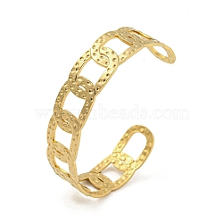 304 Stainless Steel Oval Open Cuff Bangles for Women, Golden, 15mm, Inner Diameter: 2-1/2x2 inch(6.3x5cm)(BJEW-E100-05G)