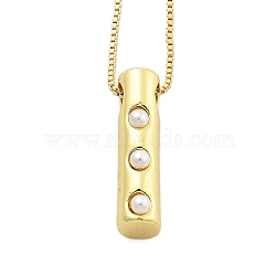 Brass & Plastic Pearl Letter Pendant Box Chain Necklaces for Women, Real 18K Gold Plated, Letter I, 17.64 inch(44.8cm)(NJEW-U017-01G-09)