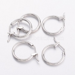 Brass Hoop Earrings, Nickel Free, Platinum Color, 14mm in diameter, 1.5mm thick(EC261-NF)