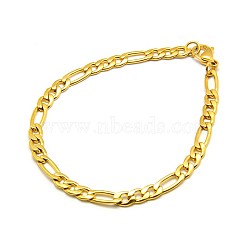 304 Stainless Steel Figaro Chain Bracelet Making, Golden, 8-1/4 inch(210mm), 5mm(X-STAS-A028-B021G)