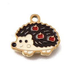304 Stainless Steel Enamel Pendants, Ion Plating(IP), Golden, Hedgehog Charms, 11x13x1.4mm, Hole: 1.4mm(SA-CBAA2E4-10B-G)