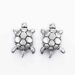 304 Stainless Steel European Beads, Large Hole Beads, Tortoise, Antique Silver, 17x11.5x9mm, Hole: 5mm(X-STAS-H371-14AS)