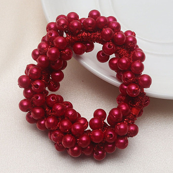ABS Imitation Bead Wrapped Elastic Hair Accessories, for Girls or Women, Also as Bracelets, FireBrick, 60mm
