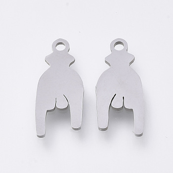 201 Stainless Steel Pendants, Laser Cut Pendants, Stainless Steel Color, 16x7x1mm, Hole: 1.2mm