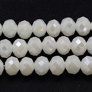 Electroplate Glass Bead Strands, Full Luster Plated, Faceted, Rondelle, WhiteSmoke, 3.5x2.5~3mm, Hole: 1mm, about 120pcs/strand, 13.7~14.1 inch(33~34cm)