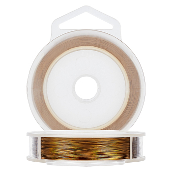 Tiger Tail Wire, 7 Strand Nylon-coated 304 Stainless Steel Wire, Gold, 0.3mm, about 328.08 Feet(100m)/Roll