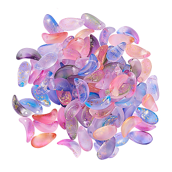 100Pcs 5 Colors Handmade Foil Glass Charms, Petaline, Mixed Color, 12.5x6x4.5mm, Hole: 1mm, 20pcs/color