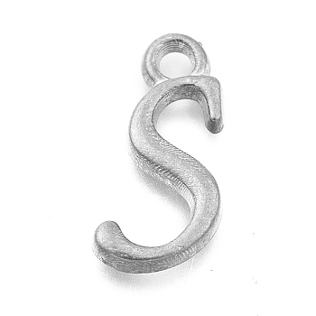 Alloy Letter Pendants, Rack Plating, Cadmium Free & Lead Free, Unplated, Letter.S, 12~17x4~15x2mm, Hole: 1.5mm