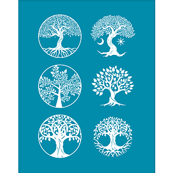 Silk Screen Printing Stencil, for Painting on Wood, DIY Decoration T-Shirt Fabric, Tree of Life Pattern, 100x127mm