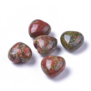 Natural Unakite Heart Love Stone, Pocket Palm Stone for Reiki Balancing, 20x20x13~13.5mm