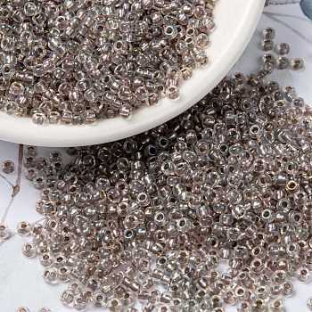 MIYUKI Round Rocailles Beads, Japanese Seed Beads, (RR2195) Taupe Lined Crystal AB, 8/0, 3mm, Hole: 1mm, about 422~455pcs/bottle, 10g/bottle