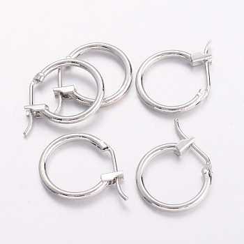 Brass Hoop Earrings, Nickel Free, Platinum Color, 14mm in diameter, 1.5mm thick