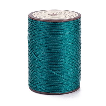 Flat Waxed Polyester Thread String, Micro Macrame Cord, for Leather Sewing Stitching, Teal, 0.8~0.9x0.3mm, about 109.36 Yards(100m)/Roll