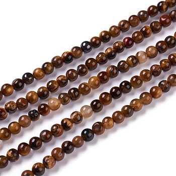 Natural Yellow Tiger Eye Beads Strands, Grade B, Round, 6mm, Hole: 1mm, about 65~70pcs/strand, 14.76~15.75 inch(37.5~40.5cm)
