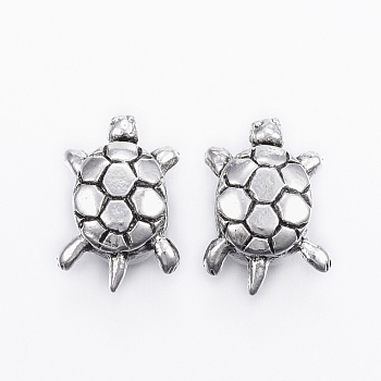 304 Stainless Steel European Beads, Large Hole Beads, Tortoise, Antique Silver, 17x11.5x9mm, Hole: 5mm