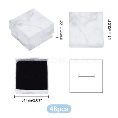 PandaHall Elite 48Pcs Square Marble Print Cardboard Paper Jewelry Gift Box(CON-PH0002-95)-2