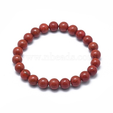 Natural Red Jasper Bead Stretch Bracelets(BJEW-K212-C-012)-2