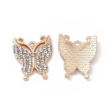 Light Gold Butterfly Alloy+Rhinestone Pendants