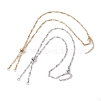2Pcs 2 Colors Ion Plating(IP) 304 Stainless Steel Slider Necklace Makings, with Bar Link Chains and 202 Stainless Steel Slider Beads, Golden & Stainless Steel Color, 21.26 inch(54cm), 1pc/color(AJEW-JB01268)