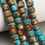 Dyed Synthetic Imperial Jasper Beads Strands, Barrel, Dark Turquoise, 10x8mm, Hole: 1mm, about 47~48pcs/strand, 15.28~15.47''(38.8~39.3cm)(GG-CBAA20A-03A)