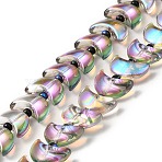 Transparent Electroplate Glass Beads Strands, Half Plated, Crescent Moon, Dark Slate Blue, 14x9x6mm, Hole: 1mm, about 80pcs/strand, 26.77''(68cm)(EGLA-E030-01O-01)