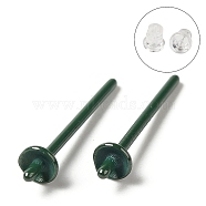 Hypoallergenic Bioceramics Zirconia Ceramic Stud Earring Findings, for Half Drilled Beads, No Fading and Nickel Free, Dark Green, 13.5x3mm, Pin: 0.8mm(FIND-Z007-01A-01)