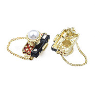 Camera with Dangle Chains Enamel Pin with ABS Plastic Pearl, Light Gold Plated Alloy Badge with Crystal Rhinestone for Backpack Clothes, Nickel Free & Lead Free, Red, 40x33mm(JEWB-N007-167)