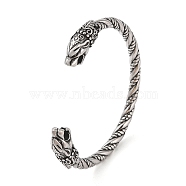 Viking 304 Stainless Steel Open Cuff Bangles for Men, Antique Silver, Lion, Inner Diameter: 2-3/4 inch(7.05cm), 10mm(BJEW-U001-07H-G)