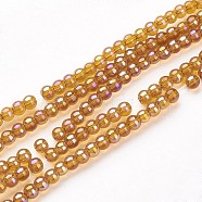 Glass Bead Strands, Round, AB Color Plated, Dark Goldenrod, 6mm, Hole: 1mm, about 50pcs/strand, 13 inch(X-GR6mm-13Y-AB)