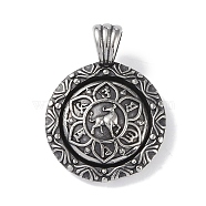 Viking 316 Surgical Stainless Steel Rotatable Pendants, Antique Silver, Flat Round Charm, Cattle, 37.5x28.5x7.5mm, Hole: 7x5mm(STAS-E212-02AS-02)