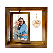 Double Sided Wooden Rotating Photo Frames with DIY Word Grandma Heart, for Tabletop, Flower, 210x230x15mm(DJEW-WH0056-003)