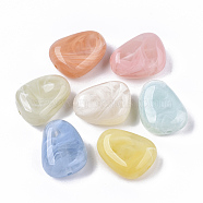 Opaque Acrylic Beads, Two Tone, Niblet, Mixed Color, 30x24x13mm, Hole: 3mm(X-OACR-T020-054)