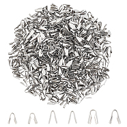 600Pcs 6 Styles 304 Stainless Steel Folding Crimp Cord Ends, Stainless Steel Color, 100pcs/style(STAS-UN0023-27)