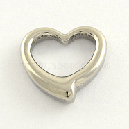 304 Stainless Steel Open Heart Pendants, Hollow, Stainless Steel Color, 16x17x3mm(X-STAS-R063-01)