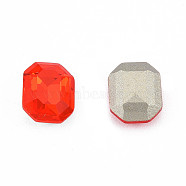 K9 Glass Rhinestone Cabochons, Pointed Back & Back Plated, Faceted, Rectangle Octagon, Siam, 10x8x4mm(MRMJ-N029-15-02)
