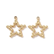 304 Stainless Steel Charms, Star, Real 18K Gold Plated, 13x12x1.5mm, Hole: 1mm(X-STAS-J400-12G)