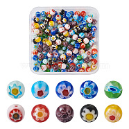 200Pcs 10 Colors Round Millefiori Glass Beads, Mixed Color, 6mm, Hole: 1mm, 20pcs/color(LK-YS0001-01)