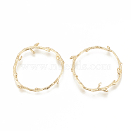 Brass Linking Rings, Branch, Nickel Free, Real 18K Gold Plated, 32.5x31x3mm(KK-S341-72)