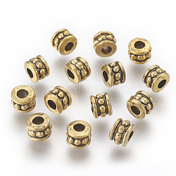 Tibetan Style Alloy Beads, Lead Free & Cadmium Free, Column, Antique Golden Color, Size: about 6mm in diameter, 4.5mm thick, hole: 2.5mm(X-GLF0031Y)