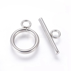 Non-Tarnish 304 Stainless Steel Toggle Clasps, Ring, Stainless Steel Color, Ring: 18.5x13.5x2mm, Bar: 7x20x2mm, Hole: 3mm(STAS-I120-61A-P)