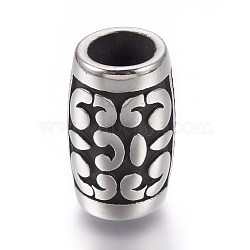 304 Stainless Steel Beads, Large Hole Beads, Barrel, Antique Silver, 21x13mm, Hole: 8mm(STAS-E454-40AS)