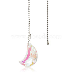 1Pc Glass Ceiling Fan Pull Chain Extenders, with Metal Chain, Moon, 567mm(HJEW-TADJ0001-05B)