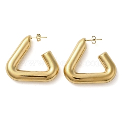 304 Stainless Steel Stud Earrings for Women, Real 18K Gold Plated, Triangle, 35.5x39mm(EJEW-U019-01G-03)