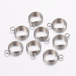 201 Stainless Steel Tube Bails, Loop Bails, Ring, Stainless Steel Color, 12x9x2.5mm, Hole: 2mm, 7mm Inner Diameter(STAS-P198-66E)